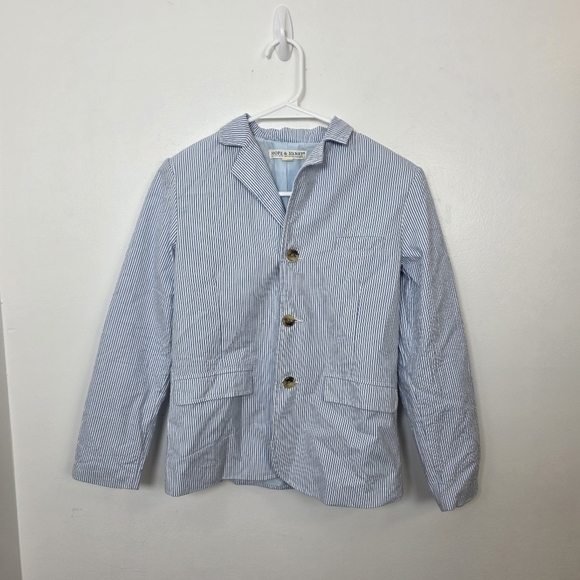 Hope & Henry Other - Hope & Henry Boy's White Blue Striped Organic Cotton Preppy Nautical Blazer Sz L
